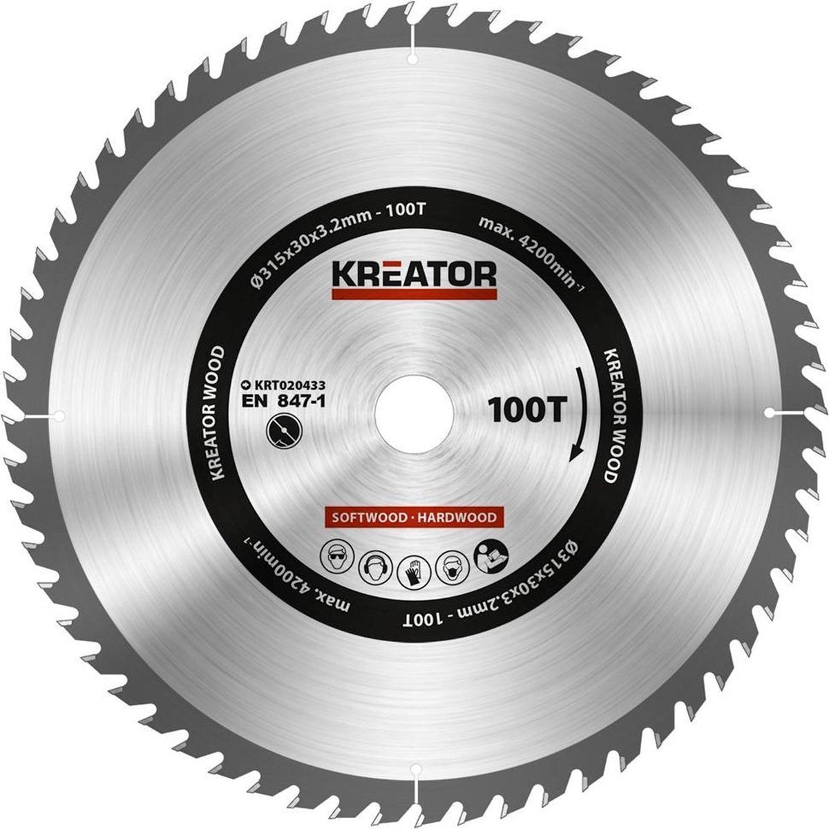 Kreator krt020433 zaagblad hout - 315mm100t