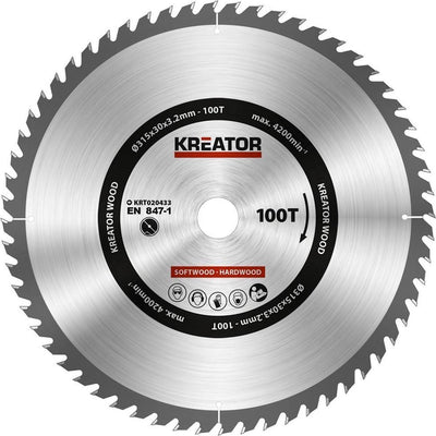 Kreator krt020433 zaagblad hout - 315mm100t