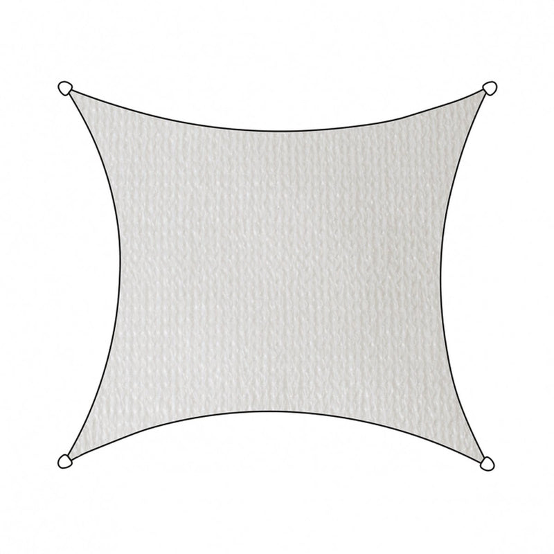 Livin' outdoor livn schaduwdoek iseo hdpe vierkant 5m wit - wind- en waterdoorlatend - dikte doek: 185 gr m2 - inclusief bevestigingskoord en rvs bevestigingsringen