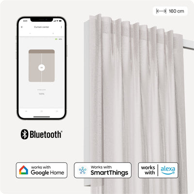 Motionblinds slimme gordijnrail – smart gordijn – bluetooth, draadloos app-bediening pull-start functie – usb-c oplaadbaar – pull-start functie – 160 cm