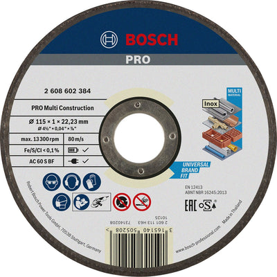 Bosch - doorslijpschijf recht rapido multi construction acs 60 v bf, 115 mm, 22,23 mm, 1,0 mm
