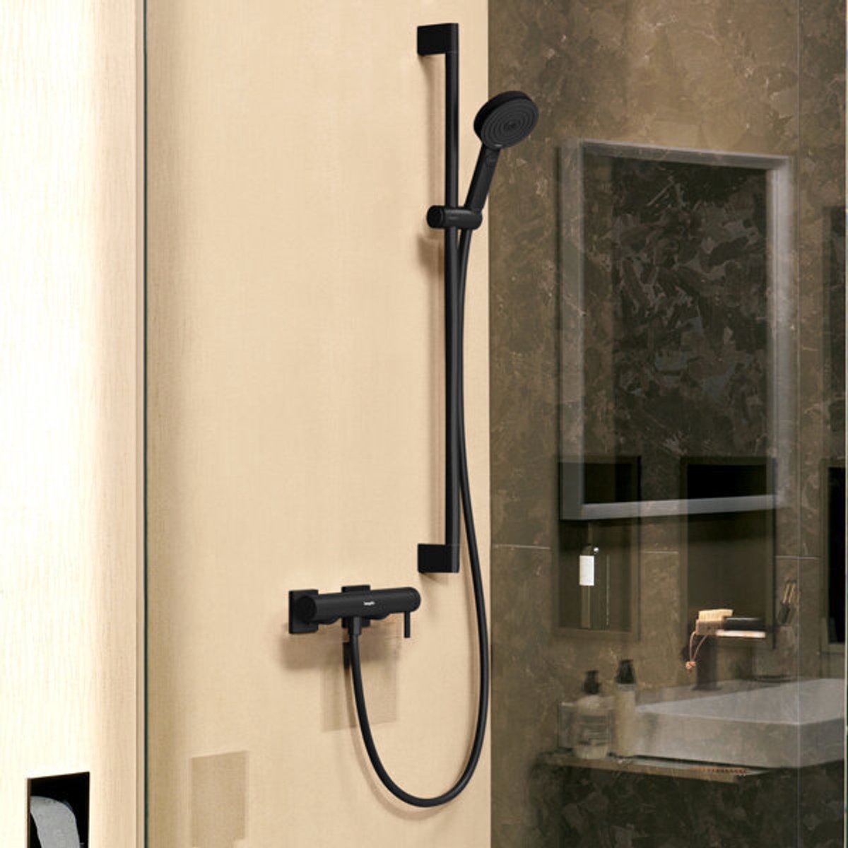 Hansgrohe tecturis e - douchekraan - ééngreeps bediening - brushed bronze