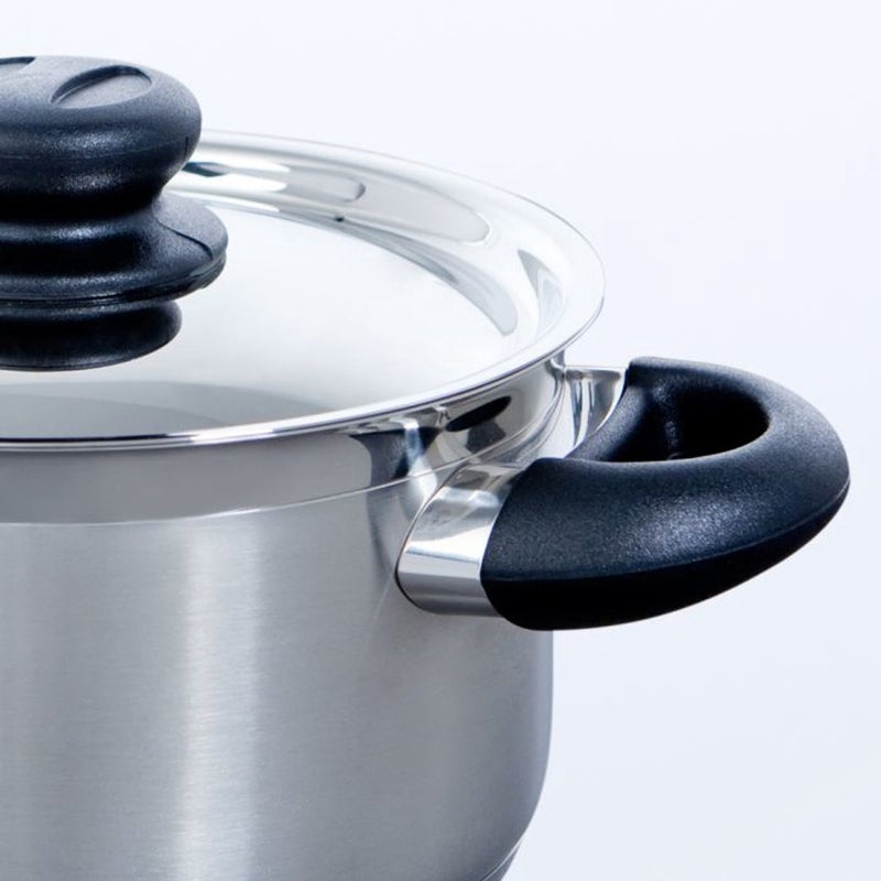 Bk karaat+ kookpan 24cm - 6.2l - zonder pfas-vrije antikleeflaag - kookpan inductie - rvs kookpan - ovenbestendig toy 160°c - met deksel - zilver