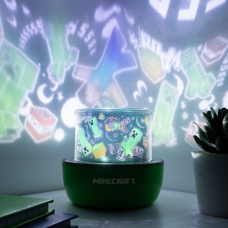 Paladone minecraft projection light – officieel gelicentieerde projectorlamp met 2 scènes, wand‑ plafonddecoratie-