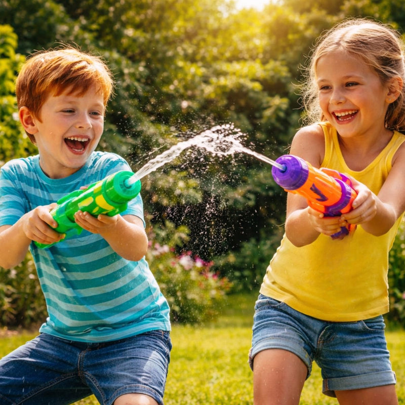 Eddy toys water shooter - waterpistool van kunststof - verkrijgbaar in blauw, groen of paars - geschikt voor buiten waterpret in de tuin of zwembad - lengte 46 cm - niet-elektrisch - vanaf 1 jaar