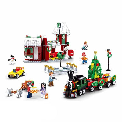 Sluban town kerstdorp bouwspeelgoed kinderen vanaf 6 jaar - constructiespeelgoed modelbouw - bouwdoos met 565 bouwstenen - m38-b0887