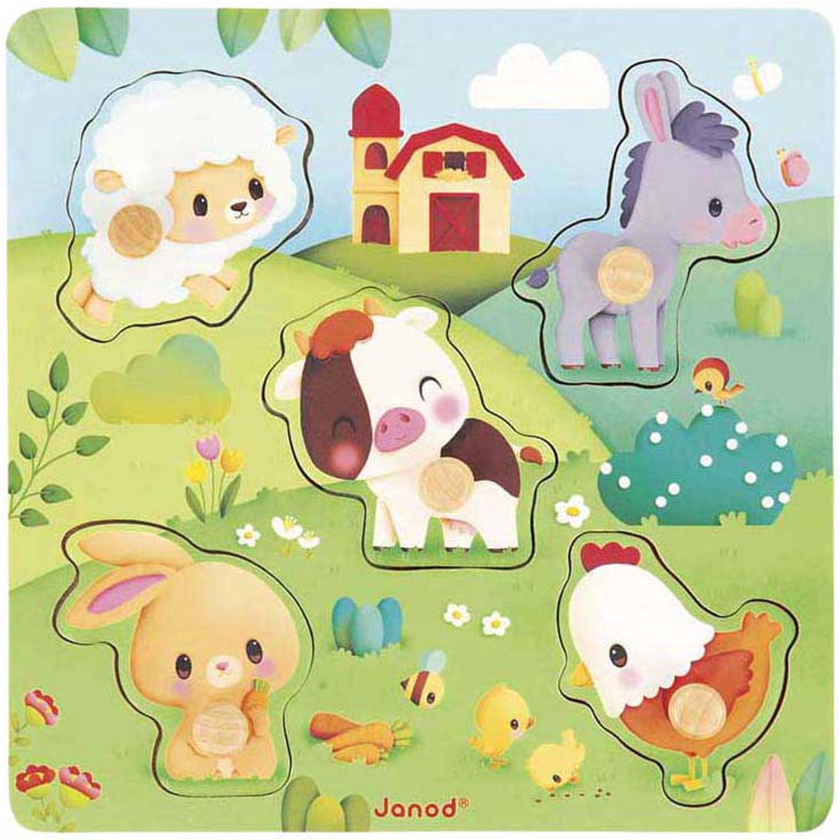Janod - boerderij - 5-delige boerderij voelpuzzel