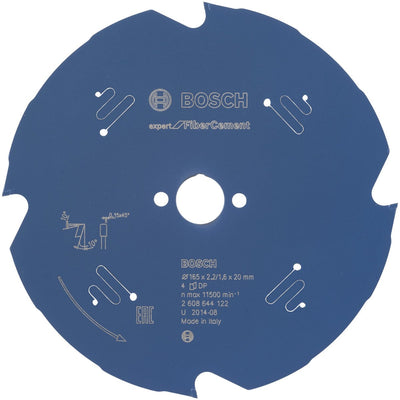 Bosch 2608644122 cirkelzaagblad expert fiber cement vezelbeton 165x20 - 4 tanden