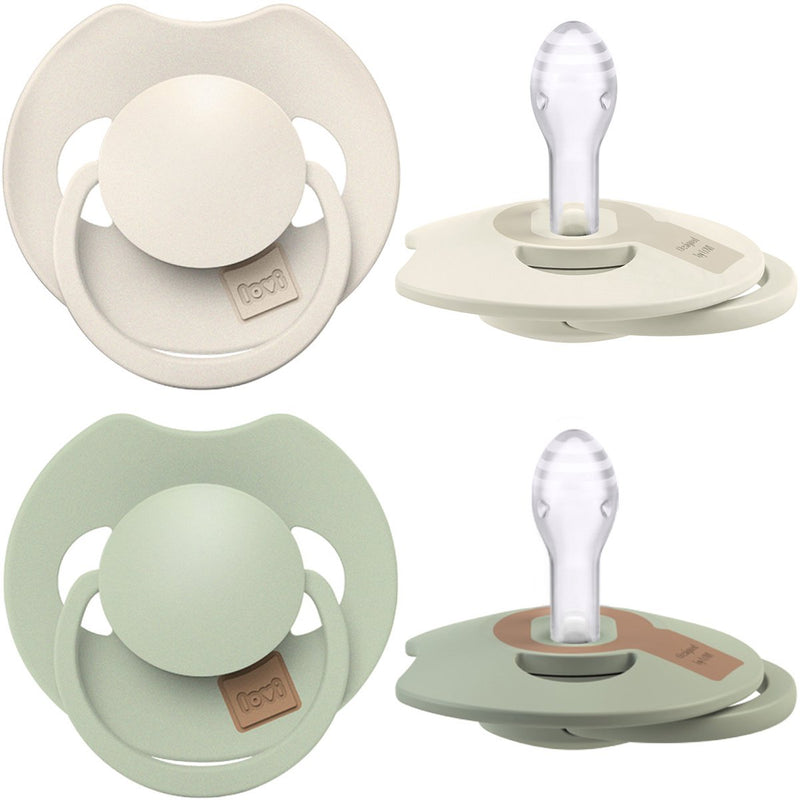 Difrax lovi dynamische prime fopspeen - 0 tot 6 maanden - beige lichtgroen - 2 stuks