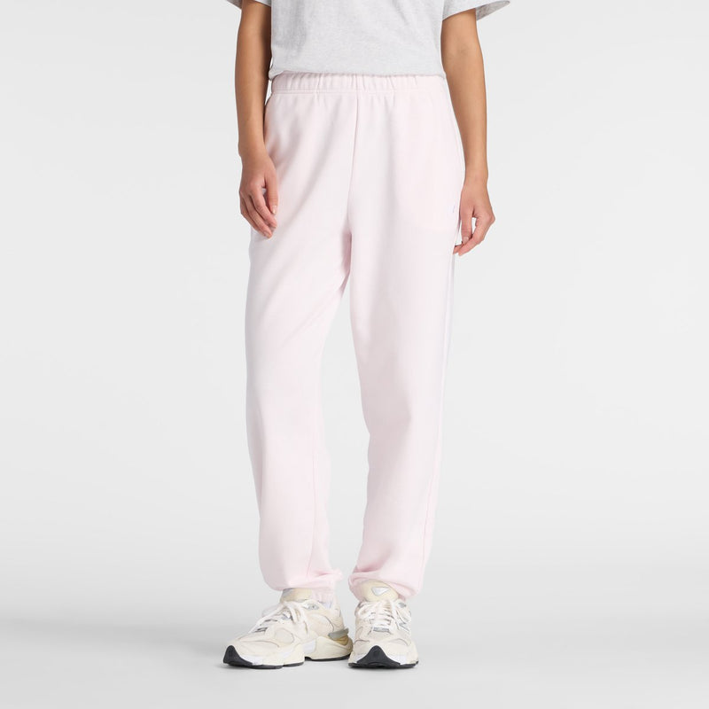 New balance sport essentials french terry jogger dames broek - pink salt