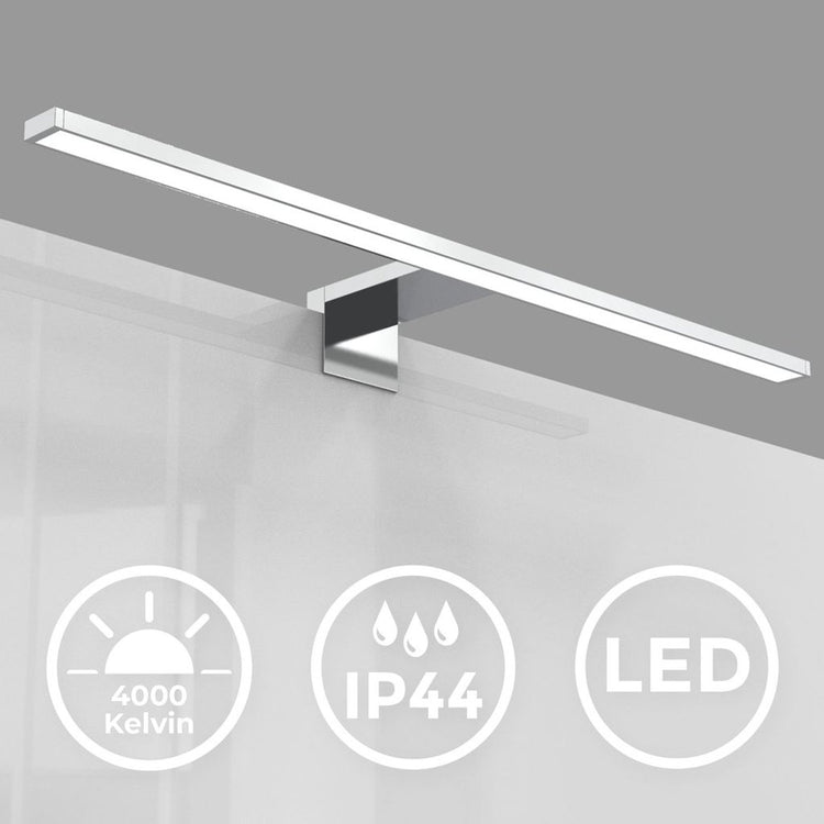 B.k.licht - led spiegellamp - wandlamp met chroom kleur - badkamerverlichting - l:60cm - ip44 - 4.000k - 8w