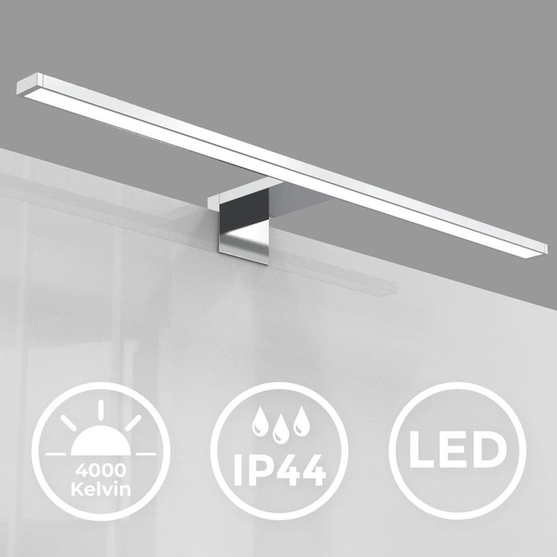 B.k.licht - led spiegellamp - wandlamp met chroom kleur - badkamerverlichting - l:60cm - ip44 - 4.000k - 8w