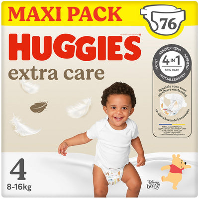 Huggies ® extra care baby luiers, maat 4 (8 tot 16 kg), 76 luiers met vochtindicator en disney designs, maxi pack