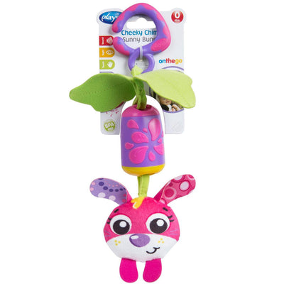 Playgro cheeky chime sunny bunny - hangspeeltje - kinderwagenspeeltje - baby speelgoed - baby speelgoed met geluid - kinderwagenaccessoire - buggyaccessoire- educatief speelgoed - knuffeldier - baby speelgoed met muziek