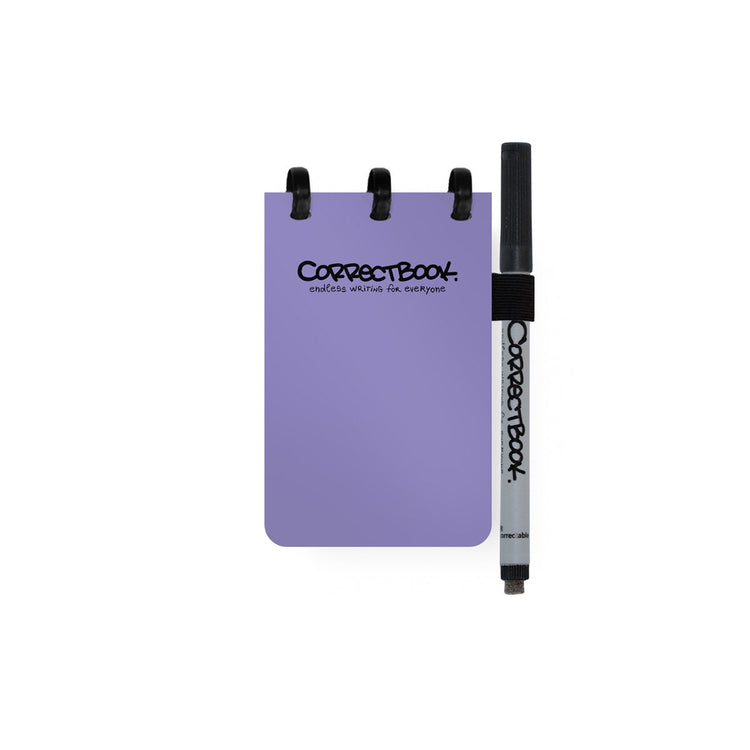 Correctbook a7 uitwisbaar notitieboek – petunia purple – mix (lijntjes blanco) – herbruikbaar schrift – inclusief pen wisdoekje – pocketformaat