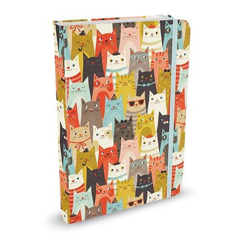 Peter pauper compacte notitieboek - cats - met elastieksluiting - 13x18 cm
