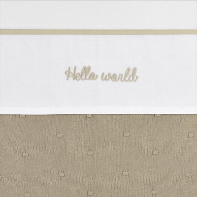 Meyco baby hello world ledikant laken - sand - 100x150cm - 0.3 tog