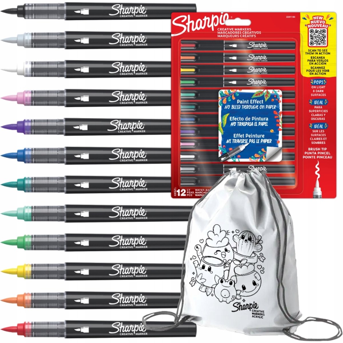 Sharpie acryl markers set - 12 kleuren brushpen