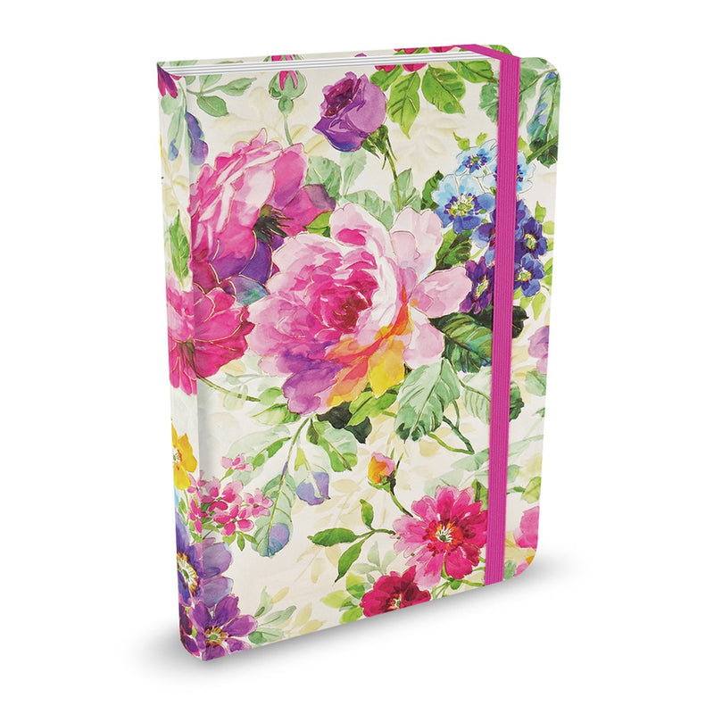 Peter pauper compacte notitieboek - peony garden - met elastieksluiting - 13x18 cm