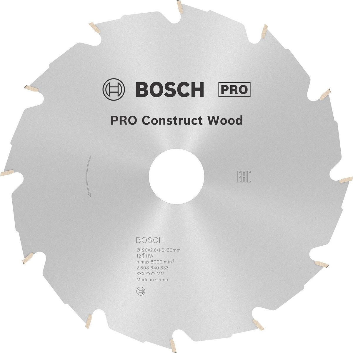 Bosch cirkzb constr. wood 190x30x2,6 12t fwf