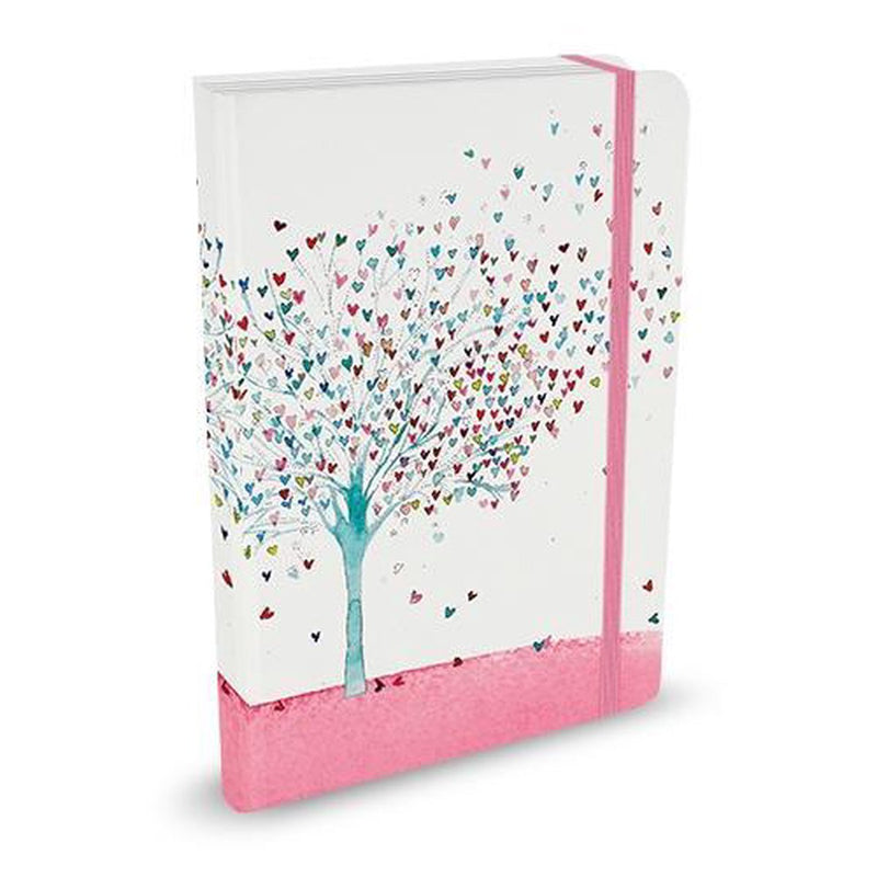 Peter pauper compacte notitieboek - tree of hearts - met elastieksluiting - 13x18 cm