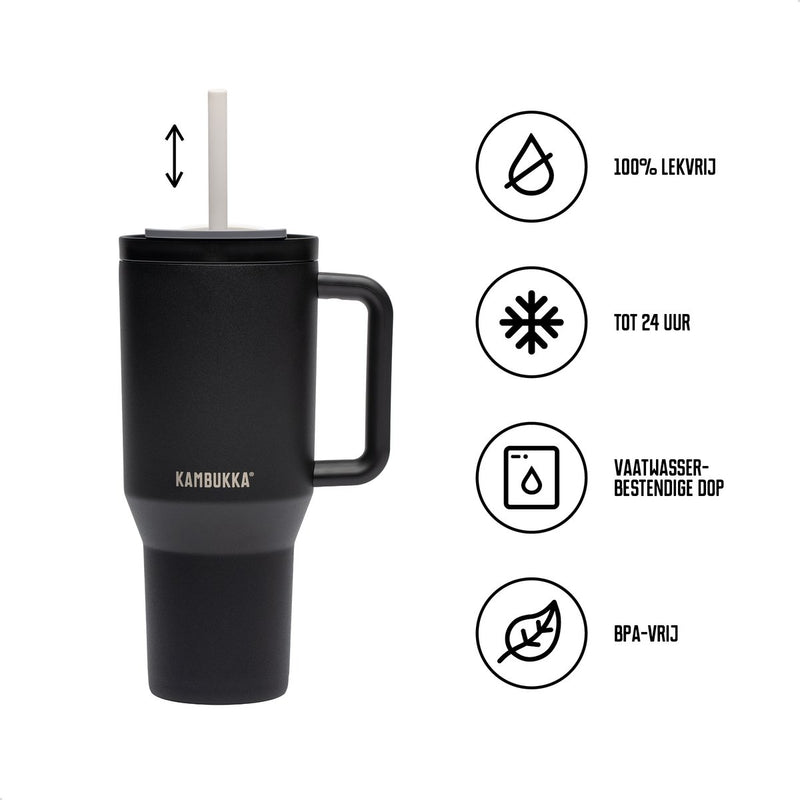 Kambukka rio - tumbler 950ml - night rider waterfles met telescopisch rietje - lek proof - bpa vrij