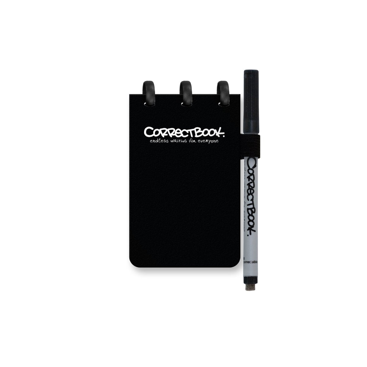 Correctbook a7 uitwisbaar notitieboek – herbruikbaar schrift – ink black zwart – blanco – inclusief pen wisdoekje – pocketformaat