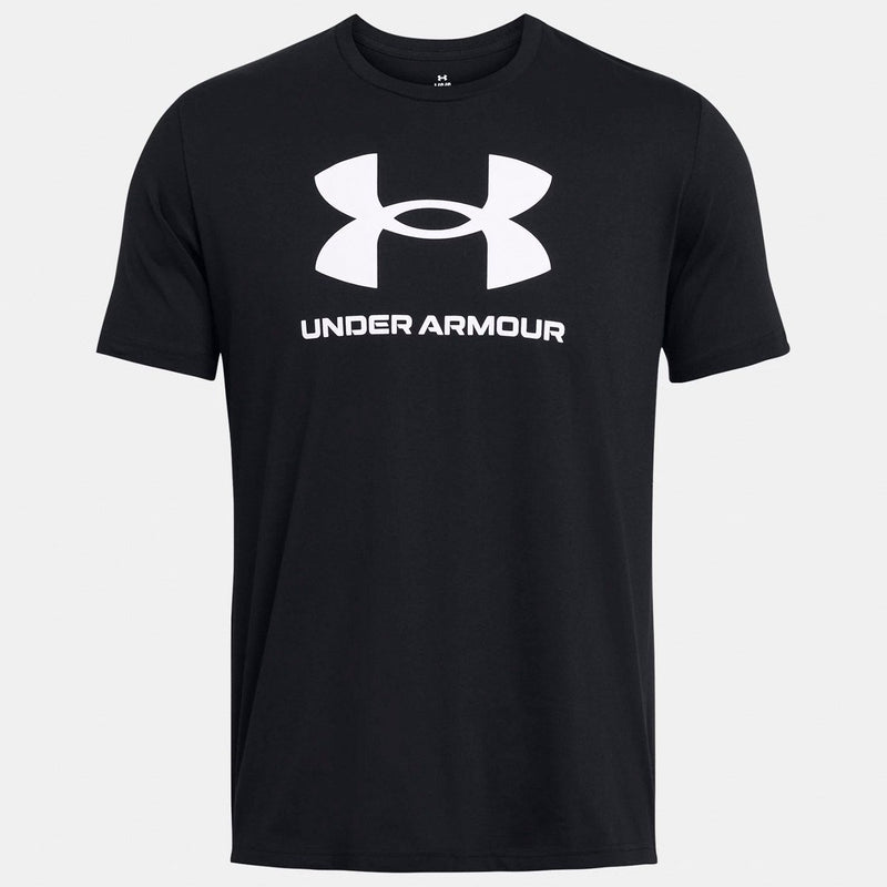 Under armour ua sportstyle logo update ss-blk heren sportshirt - zwart - wit