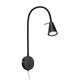 Briloner tusa - led wandlamp - zwenkbare bureaulamp - bedlamp met warm wit licht - 4.7 w - zwart - ø8 x 45 cm