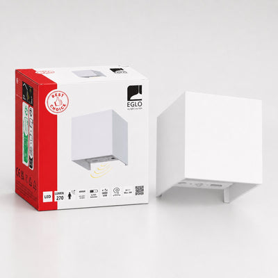 Eglo rincine wandlamp buiten - sensor - oplaadbaar (tot 72 uur licht) - 10 cm - wit - draadloos - dimbaar