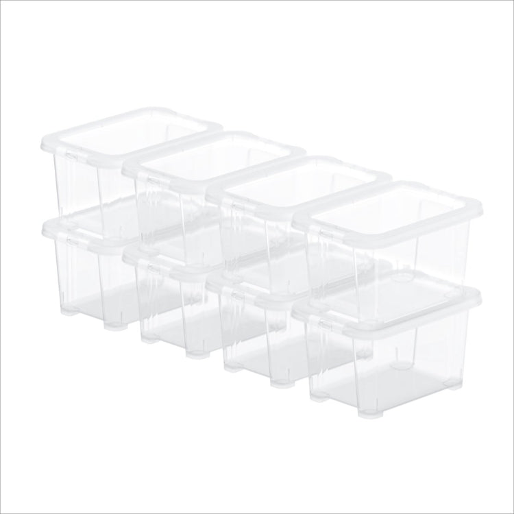 Rotho core basic opbergboxen - set van 8 - stapelbaar - 1,2 ltr