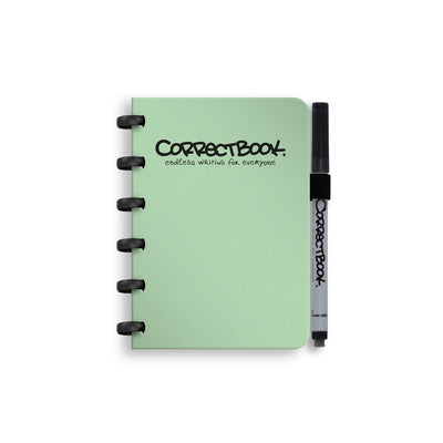 Correctbook a6 uitwisbaar notitieboek – misty mint – blanco – herbruikbaar schrift – inclusief pen wisdoekje – aanvulbaar met extra pagina’s