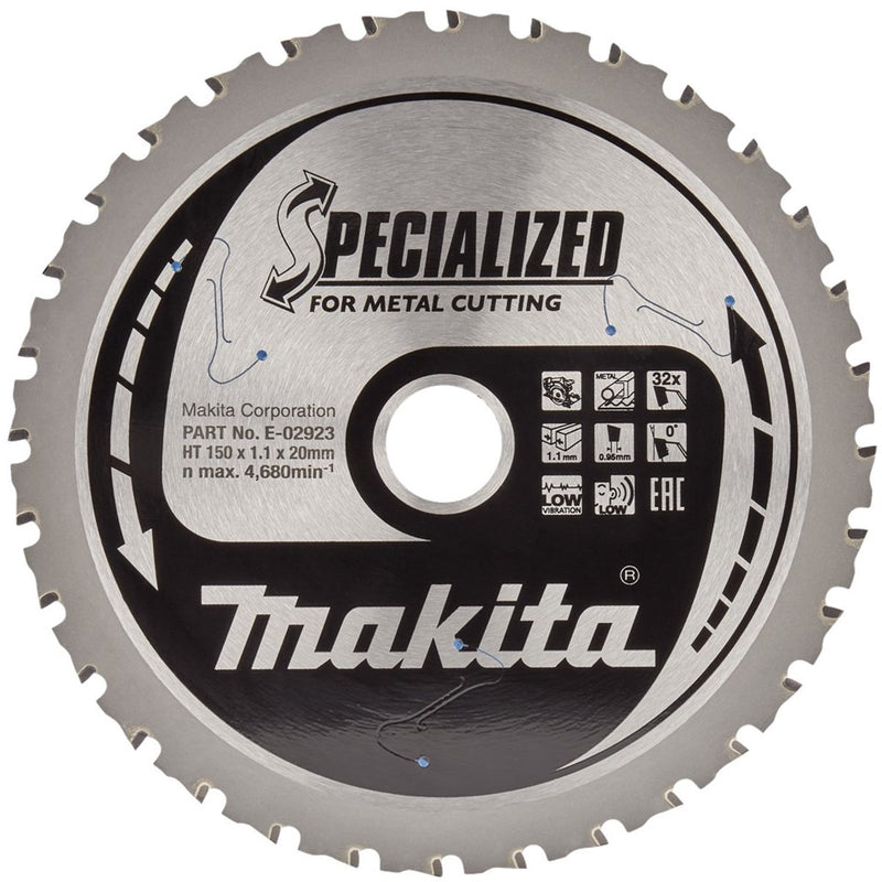 Makita ø 150mm asgat 20mm 32t cirkelzaagblad voor staal | specialized - e-02939