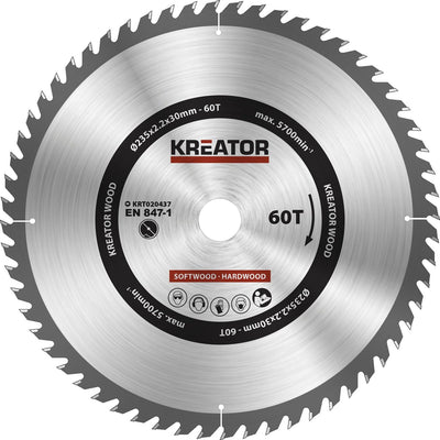 Kreator krt020437 zaagblad hout ø235mm 60t