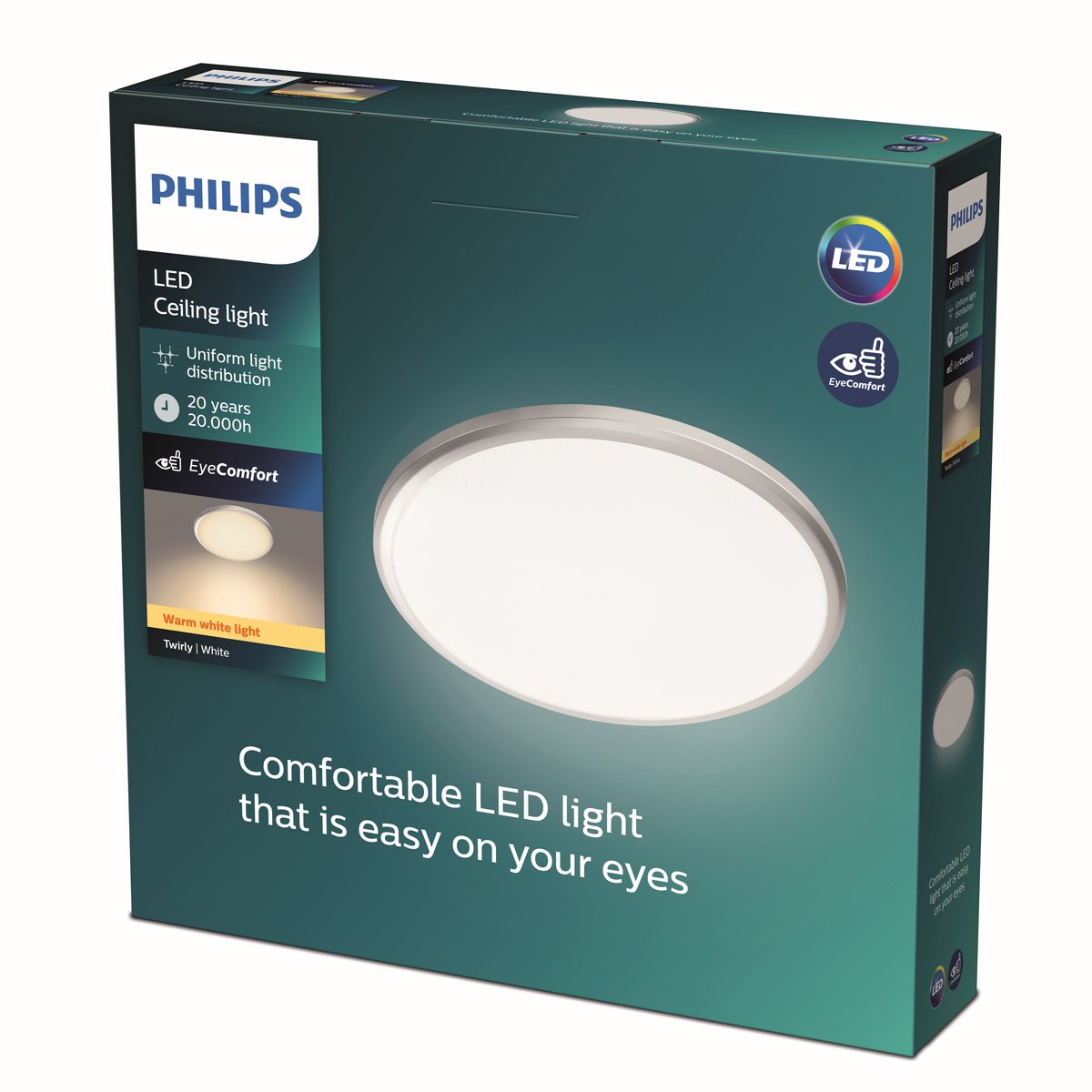 Philips led philips twirly plafonnière - grijs - klein - warmwit licht - 12 w