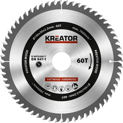 Kreator krt020417 zaagblad hout 190 mm - 60t