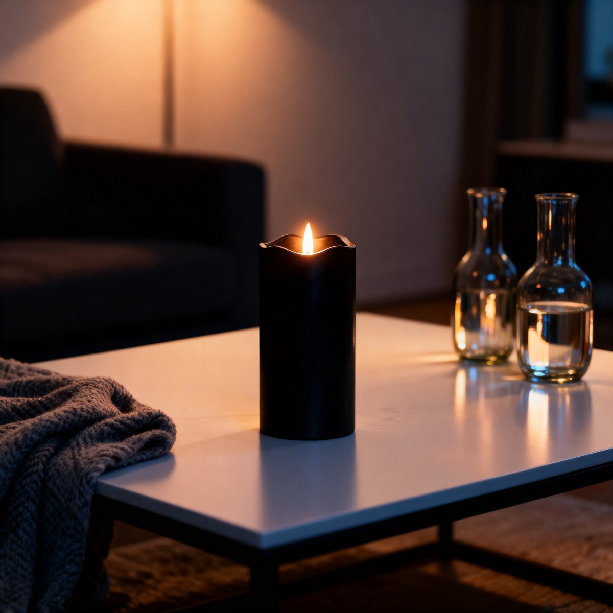 Arti casa led candle wetlook black h15cm