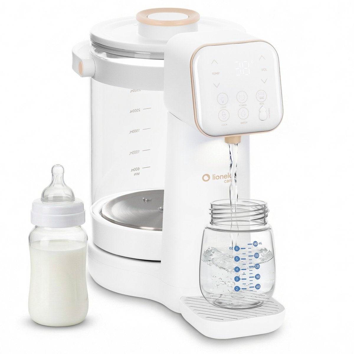 Lionelo babypresto 2.0 waterverwarmer heetwaterdispenser – melkbereidingsmachine – uv-sterilisatie – smart-modus 100°c – 40–100°c instelbaar – 30–300 ml dosering – 3l tank – nachtlampje – voor babyvoeding