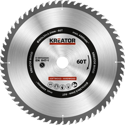 Kreator krt020430 zaagblad hout - 305 mm - 60t