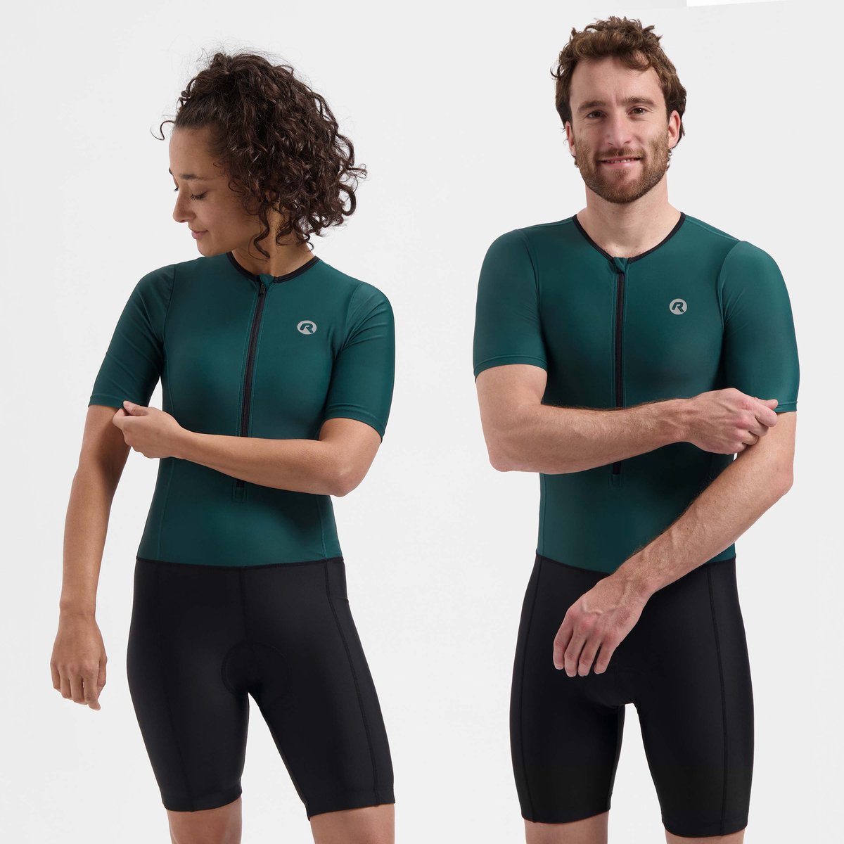 Rogelli florida trisuit met korte mouwen - triatlonpak voor dames en heren - ademend, sneldrogend - zwart teal - maat l