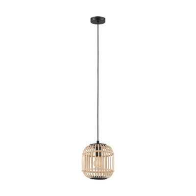 Eglo bordesley hanglamp - 1 lichts - ø21cm. - e27 - bamboe, rotan - zwart, bruin