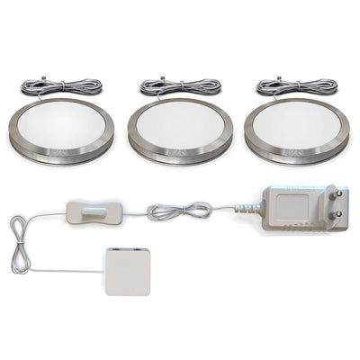 B.k.licht - onderbouwverlichting - keukenverlichting - 3.000 k - 170 lm - ø5.9cm - zilverkleurig - set van 3