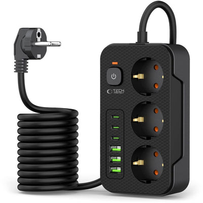 Tech-protect stekkerdoos met usb en type c voor telefoons, tv's 200cm