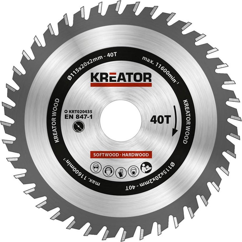Kreator krt020435 zaagblad hout - ø115 mm - 40 t