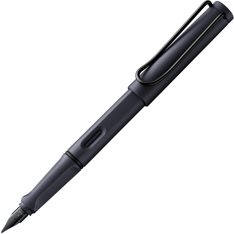 Lamy safari steel black vulpen | ergonomische grip | asa-kunststof | stalen penpunt m | inclusief blauwe t 10 inktpatroon – rechtshandig
