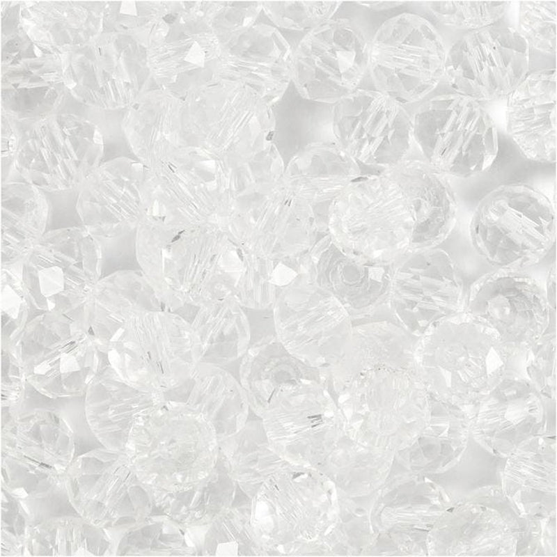 Creativ company cc faceted beads, size 5x6 mm, hole size 1 mm, crystal, 100 pc 1 pack