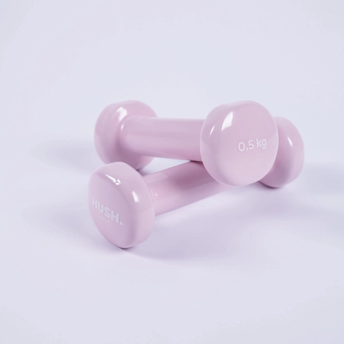 Hush sport - dumbbells set 2 x 0,5kg roze - vinyl coating met antislip grip - gietijzer - handig 6-hoekig design - geschikt voor krachttraining fitness