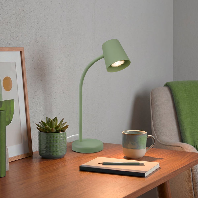 Briloner skriva - tafellamp - bureaulamp - met snoer - draaibaar tafellampje - excl. gu10 - 13 x 38,5 cm - groen