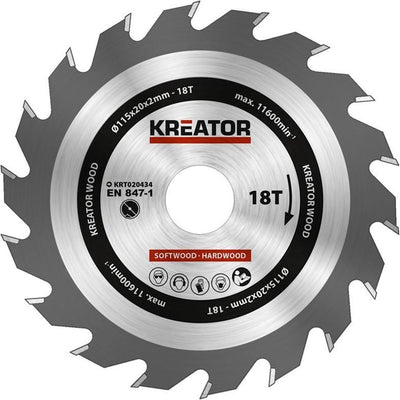 Kreator krt020434 zaagblad hout - ø115 mm - 18 t