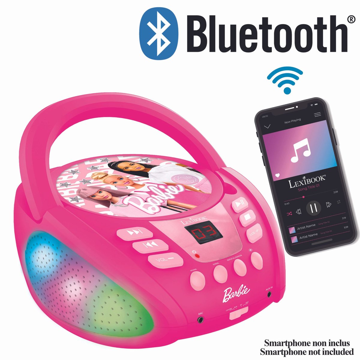 Lexibook barbie bluetooth cd player met lichteffecten
